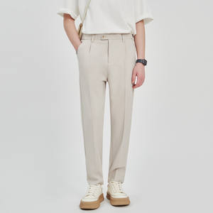 กางเกงลำลองผู้ชายผ้าคอตตอนแท้ขายาวเก้าใน2024ฤดูร้อนกางเกงขากระชับไม่ยับย่นทรงหลวม - Product Image 3