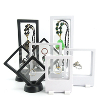 Boîte à bijoux personnalisée avec logo, cadre flottant en plastique transparent, membrane en film PE, pour bracelet, boucles d'oreilles, bague, collier