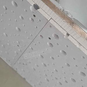 Panneaux <span class=keywords><strong>de</strong></span> gypse acoustique ignifuges Carreaux <span class=keywords><strong>de</strong></span> plafond Plâtre perforé carré avec trous irréguliers Absorption acoustique irrégulière - Product Image 2