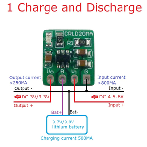 Mini 2 trong 1 3.7V 3.8V <span class=keywords><strong>Li</strong></span>-ion <span class=keywords><strong>Li</strong></span>-<span class=keywords><strong>polymer</strong></span> pin sạc & 4.2V đến <span class=keywords><strong>3.3V</strong></span> 3V LDO Buck DC DC mô-đun chuyển đổi UPS DIY - Product Image 2