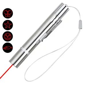 USB充电多个红色5图案发光二极管激光笔紫外迷你手电筒搞笑猫玩激光笔