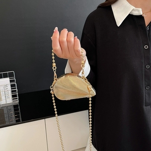 2025 primavera estate nuovo elegante <span class=keywords><strong>argento</strong></span> e oro spirale ostrica acrilico Shell pochette borsa da donna - Product Image 4