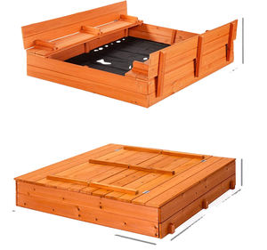 XIUNAN XTT-007 <span class=keywords><strong>bac</strong></span> à <span class=keywords><strong>sable</strong></span> en bois avec deux sièges de banc pour enfants, plage de jeu en plein air - Product Image 2