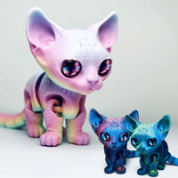 Mainan Fidget Kucing Siam 3D Print dengan Sendi Bergerak, Pereda Stres, Ornamen Meja, Figur Mainan untuk Dewasa dan Anak-anak, Hadiah