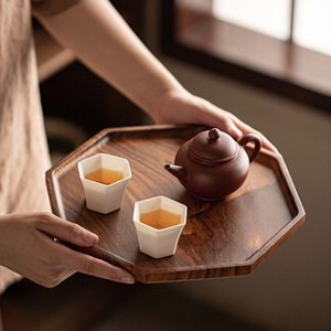 Walnut Wood Octagonal Plate <b>Large</b> Solid Wood <b>Serving</b> <b>Tray</b> For Dessert Snack Tea Set Household Use - Product Image 3