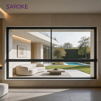 Ventanas de Aluminio Negras de Doble Cristal con Certificación CE, Grandes y Personalizadas para Viviendas Residenciales