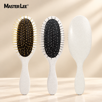 Brosse à cheveux Masterlee en paille de blé écologique, taille mini, avec picots métalliques, démêlante et massante pour le soin des cheveux