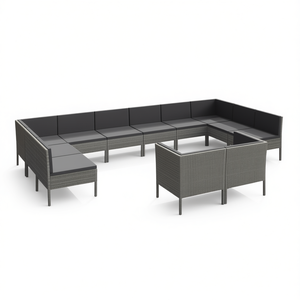 Ensemble de salon de jardin en rotin PE gris, mobilier d'extérieur, modèle D0100HH85YJ, 10+ places, design contemporain, résistant aux intempéries - Product Image 1