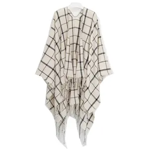 Vrouwen Poncho Sjaal Deken Sjaal Zak Cape Wrap-Wol Omkeerbare Zwarte Ruana Volwassen Acryl Winter Poncho 'S Voor Vrouwen