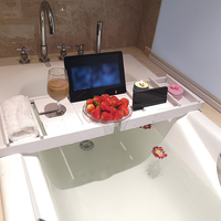 Plateau de bain en bambou multifonctionnel avec design, support de bain extensible pour livres, pour salle de bain