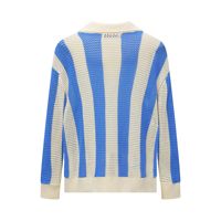 Pull en maille respirant à col en V surdimensionné de style coréen 2025, fermeture à un bouton, tissage en nylon/coton pour l'automne