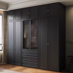 <span class=keywords><strong>Armadio</strong></span> Nero Stile Retrò Mid-Century, Design Classico Francese-Americano Vintage, Grande Guardaroba Pratico per lo Stoccaggio - Product Image 4