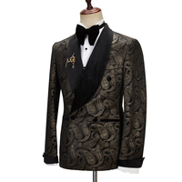 Costume Homme Élégant Noir Col Costumé, Revers de Fête à Simple Boutonnage, Coupe Slim pour Concert