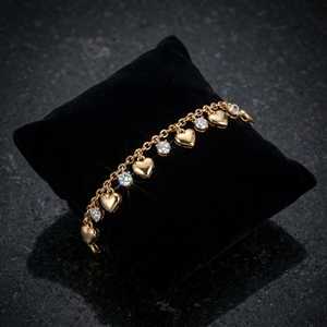Pulsera Xinfly con Dije de Corazón en Oro Puro de 18K, Pulsera con Borla de Corazón y Acentos de Diamantes, Joyería para Regalo y Aniversario - Product Image 1