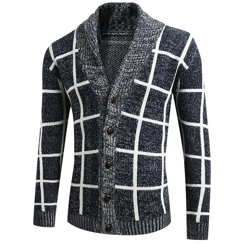 Men's winter knitted cardigan thickened Korean style thick needle men's coat loose sweater