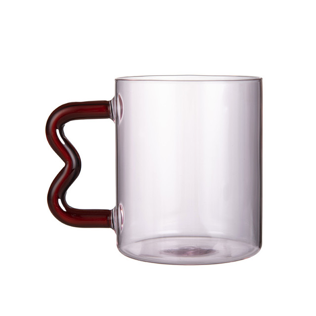 New Design High Borosilicate Lovely Color Glass Coffee Mug Water Drinking Glass Cups with Colored Handle