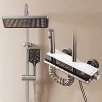 Ensemble de douche de luxe complet en nickel brossé avec effet cascade et pluie pour salle de bain