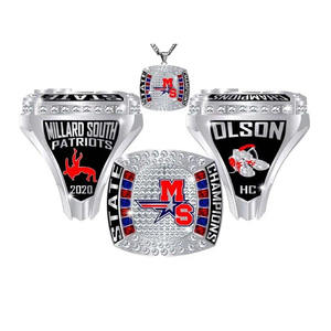 Fútbol de alta calidad AYF animadora logotipo personalizado nombre bandera fútbol béisbol Campeonato anillo - Product Image 1