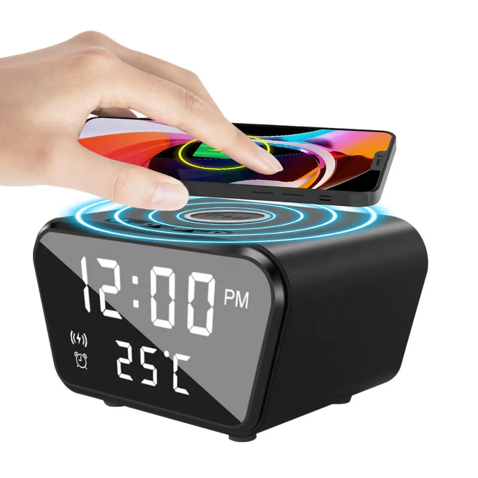 Digital Alarm Clock Wireless Charging Temperature Led Display Wireless Charger