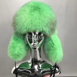 Luxus klassisch echtes Waschbärenfell russischer Ohrstöpsel-Huf echtes Leder Trapper Damen russischer Stil natürliche Fox-Winterfell-Hüte