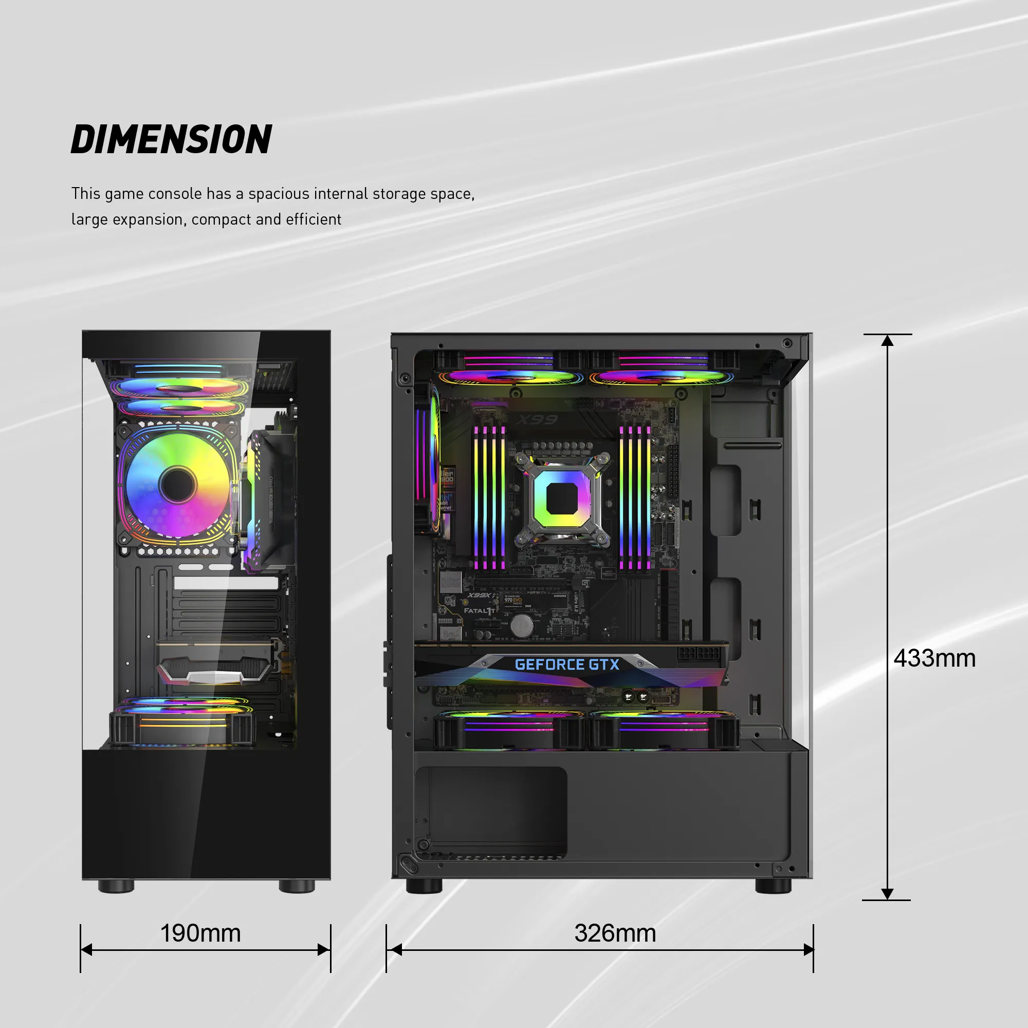 Nieuw Design Atx Case Gehard Glas Full Toren Pc Case Argb Effect Desktop Computer Case