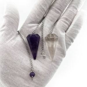 자연 육각형 뾰족한 영기 치유 위카 크리스탈 클리어 석영 진자 다우징 운세 차크라 스타일 - Product Image 5