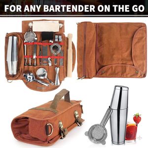Bartending Tool Storage Bag Coffee Brown Shoulder Bag For Bartenders 150 Lb Capacity Tool Messenger Bag - Product Image 3