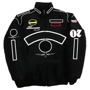 Men's 100% Cotton Canvas Casual <b>Stand</b> Collar Autumn Racing Jacket Zipper Front Windproof High Street Clothing <b>Cycling</b> Unisex - Product Image 1