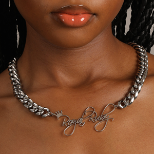 <span class=keywords><strong>Collana</strong></span> Unisex con Catena Cubana in Acciaio Inossidabile Placcato <span class=keywords><strong>Oro</strong></span> 18K, Targhetta Personalizzabile con Nome, Stile Trendy e Design Semplice 14mm - Product Image 1