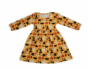 Children frock design smock kids clothing wholesale boutique milk silk girl dress baby halloween costume