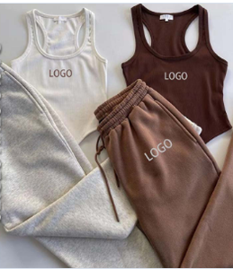 Completo Due Pezzi per Donna: Top Canotta <span class=keywords><strong>a</strong></span> Costine con Schiena Scoperta e <span class=keywords><strong>Pantaloni</strong></span> della Tuta in Maglia <span class=keywords><strong>a</strong></span> Costine - Product Image 4