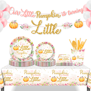 MM255 decorazioni per feste di zucca autunnale la nostra piccola zucca sta trasformando le stoviglie per le forniture di compleanno del bambino - Product Image 6