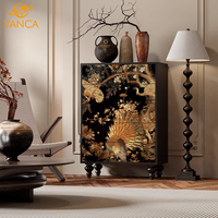 Table console moderne en bois noir durable avec étagère et 3 tiroirs pour entrée, villa, hôtel et appartement