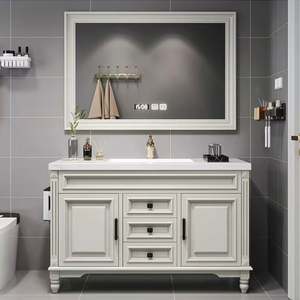 YALIG E1 European Standard Classic Retro Floor Standing Solid Wood Bathroom <b>Vanities</b> Cabinet Set <b>with</b> <b>Mirror</b> - Product Image 5