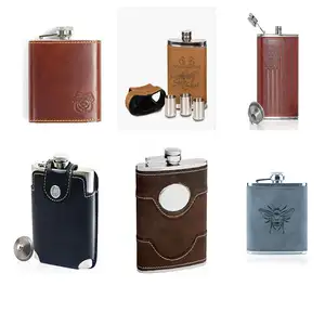 Logotipo personalizado Capacidade diferente Masculino Álcool Whisky Wine Pot Bolso de garrafa Frasco p portátil Metal Whisky Wine Pot Viagem Portátil