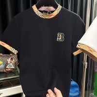 T-shirt d'été tendance pour homme à manches courtes, imprimé color block, sensation de luxe, mode décontractée, streetwear élégant et polyvalent pour hommes