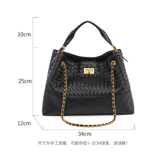 <span class=keywords><strong>Sac</strong></span> seau grande capacité en polyester tressé fait <span class=keywords><strong>main</strong></span>, nouveau style, avec bandoulière chaîne, mode rétro, pour le quotidien et les déplacements transfrontaliers - Product Image 2