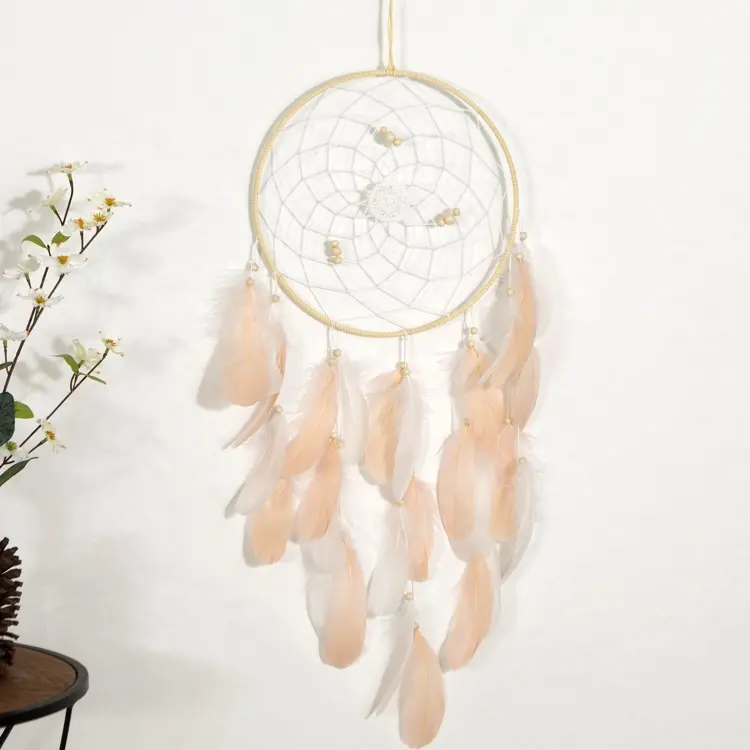 Dropshipping Dream Catcher Dreamcatcher Artesanal Rosa Pena de Suspensão Por Atacado Home Decor