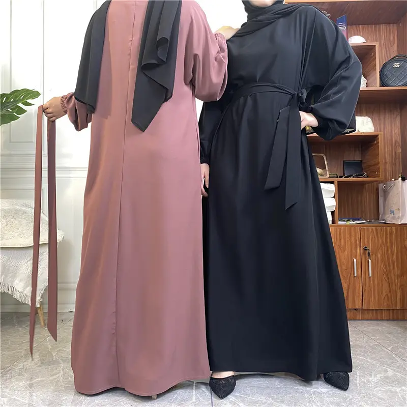 Wholesale Dubai Abaya 2024 Turkish EID Modest Dresses with Pockets Elegant Nida Closed Abaya Women Muslim Dress