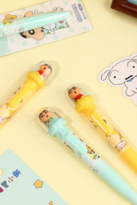Bolígrafo de punta redonda con diseño de paisaje de Crayon Shinchan, adornos de dibujos animados, 0.5mm, negro, de plástico, bonito bolígrafo de presión KUKI - Product Image 4