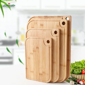 Logo de marque privée personnalisée 3 pièces de grandes planches à découper en bambou biologique fendues en bois écologique ensemble de blocs à découper - Product Image 1