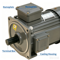 Motor Gear 3-Fasa Tai Chuang TCG 750W 1HP, Pemasangan Flens Vertikal, Reducer AC, 220/380V IP55, Rasio Reduksi 15:1