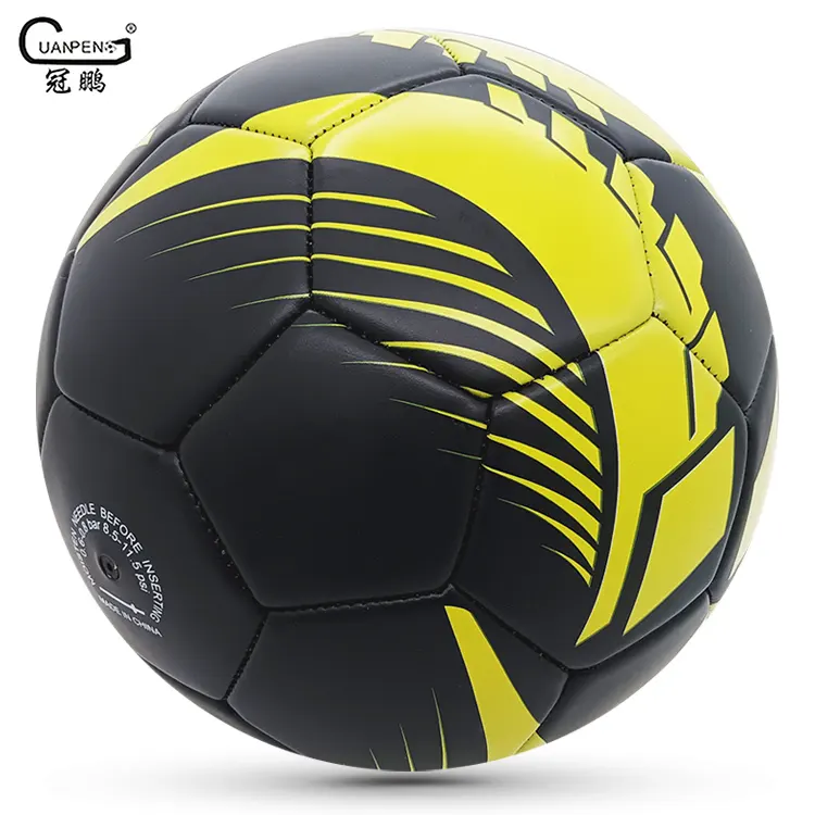 Ballon de Football Personnalisé LOGO Dernier Style Ballon en Cuir Noir Taille Officielle Poids Match Football