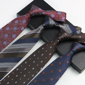 Kunden spezifische fertige Krawatten Männer Marineblau gestreifte Krawatten Cravate Homme Classical Black Herren Polyester Krawatte