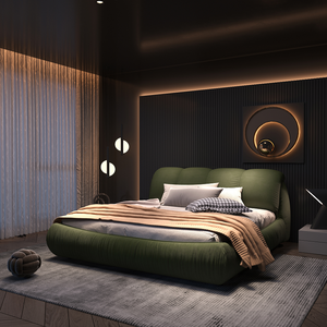 Modern Queen Size Luxury Upholstered Adjustable Platform <b>Bed</b> with Oversized Tufted Padded Backrest and Solid Wood Frame - Product Image 4