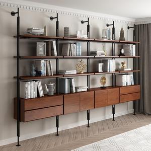Estante de Almacenamiento de Madera Maciza Moderna y Minimalista de Múltiples Niveles, Estantería de Hierro Forjado para Libros, para Sala de Estar - Product Image 5