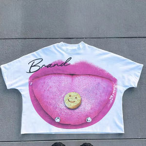 T-Shirt da Uomo Stile Streetwear Oversize Personalizzabile con Grafica Camiseta Blanca De Algodon Alta Qualidade <span class=keywords><strong>Moda</strong></span> Deporte T-Shirt all'Ingrosso - Product Image 1