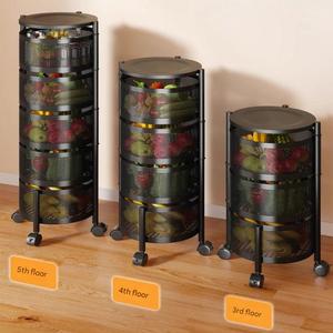Carrello da <span class=keywords><strong>cucina</strong></span> a 5 strati con ruote portabottiglie per frutta e verdura portabottiglie portaoggetti rotanti scaffali - Product Image 3