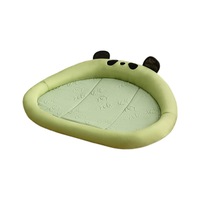 Cama refrescante para mascotas con diseño de panda de dibujos animados, colchoneta tejida transpirable para perros y gatos, nido de verano, almohadilla suave lavable, cojín tipo bolster para cachorros y gatitos