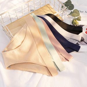 Bequeme alltägliche gerippte Baumwoll-Slips für Frauen Atmungsaktives anti bakterielles nahtloses Höschen Low-Rise Rise Knitted Solid Logo - Product Image 5